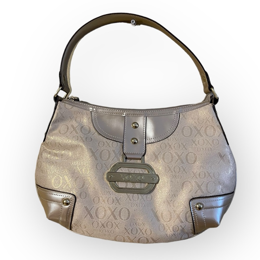 XOXO Cream Tan Taupe Shiny Shoulder Bag canva Y2K 2000s Vtg Vintage